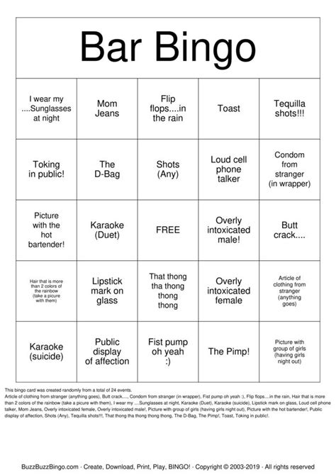 Maple Lounge Bingo Card .